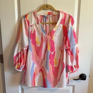 CROSBY by Mollie Burch Multicolor V-Neck Blouse